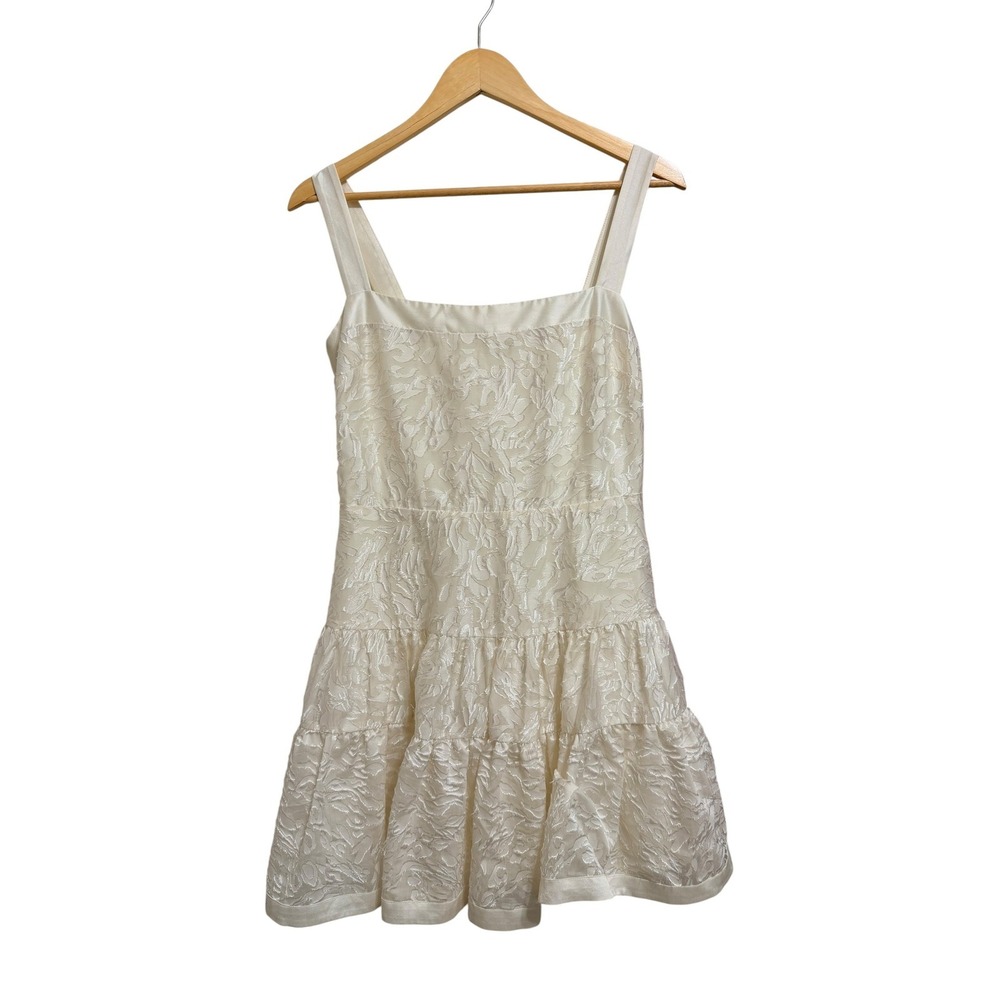 Coquette Bridal Simkhai Laila Tiered Mini Dress Ivory White 8